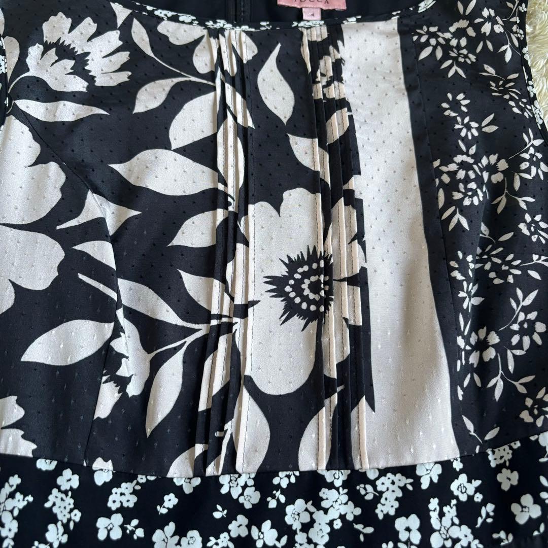 美品　TOCCA トッカ シフォン ワンピース L 白黒 花柄 洗濯可