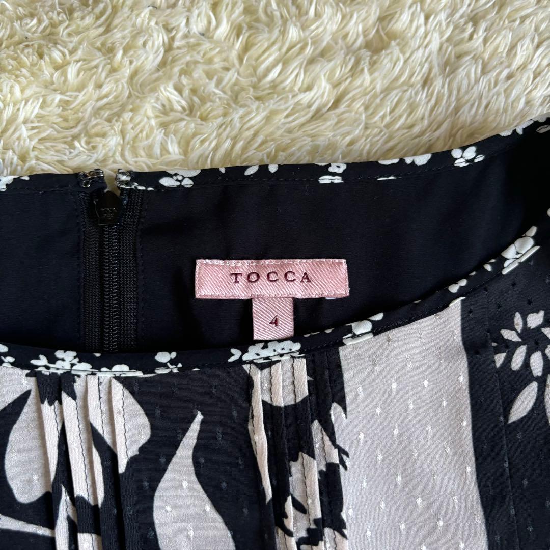 美品　TOCCA トッカ シフォン ワンピース L 白黒 花柄 洗濯可