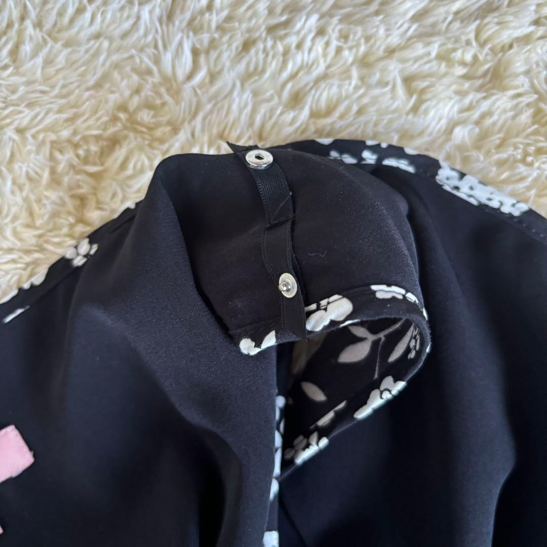 美品　TOCCA トッカ シフォン ワンピース L 白黒 花柄 洗濯可