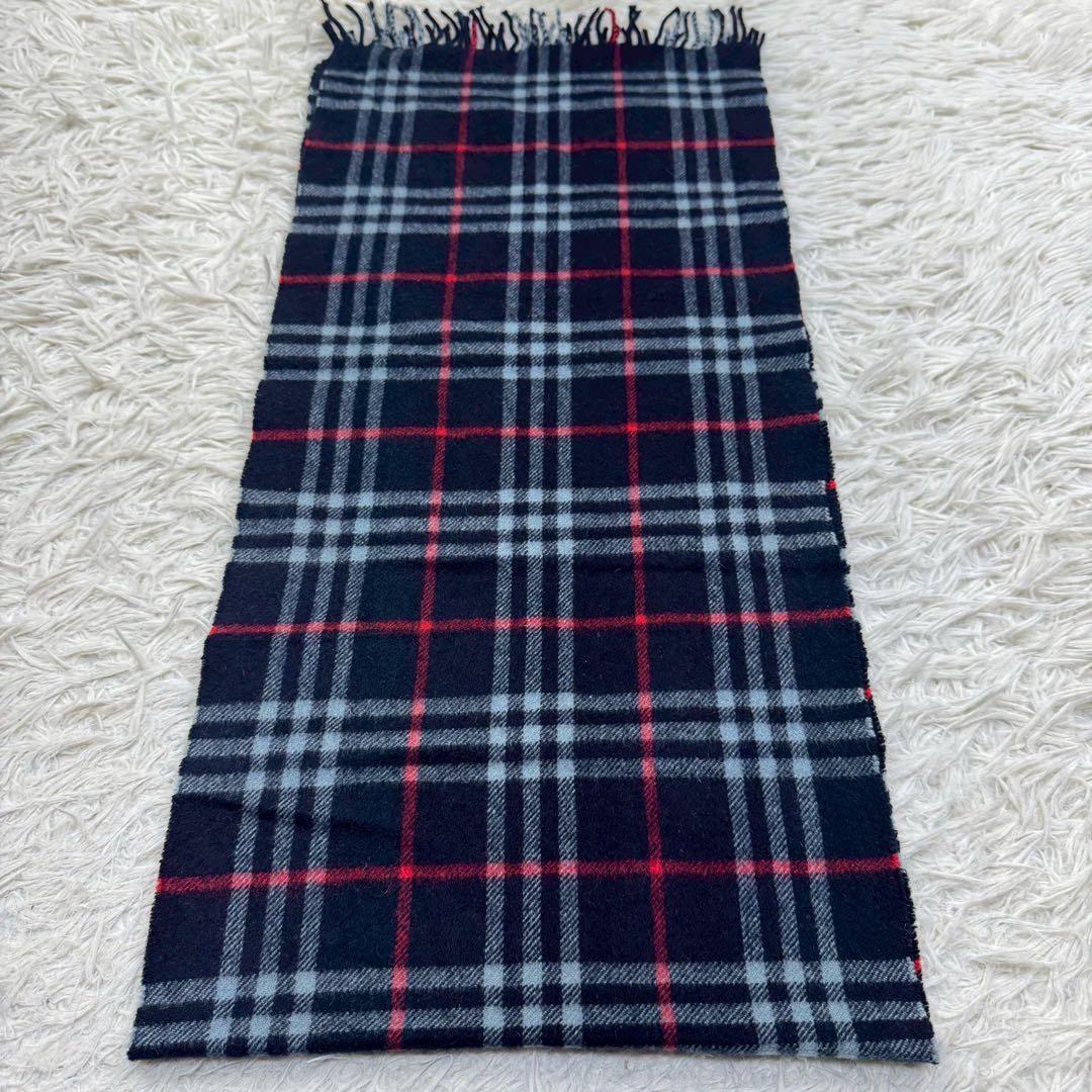 極美品✨バーバリーロンドン カシミヤ100% ネイビー ノバチェック 英国製