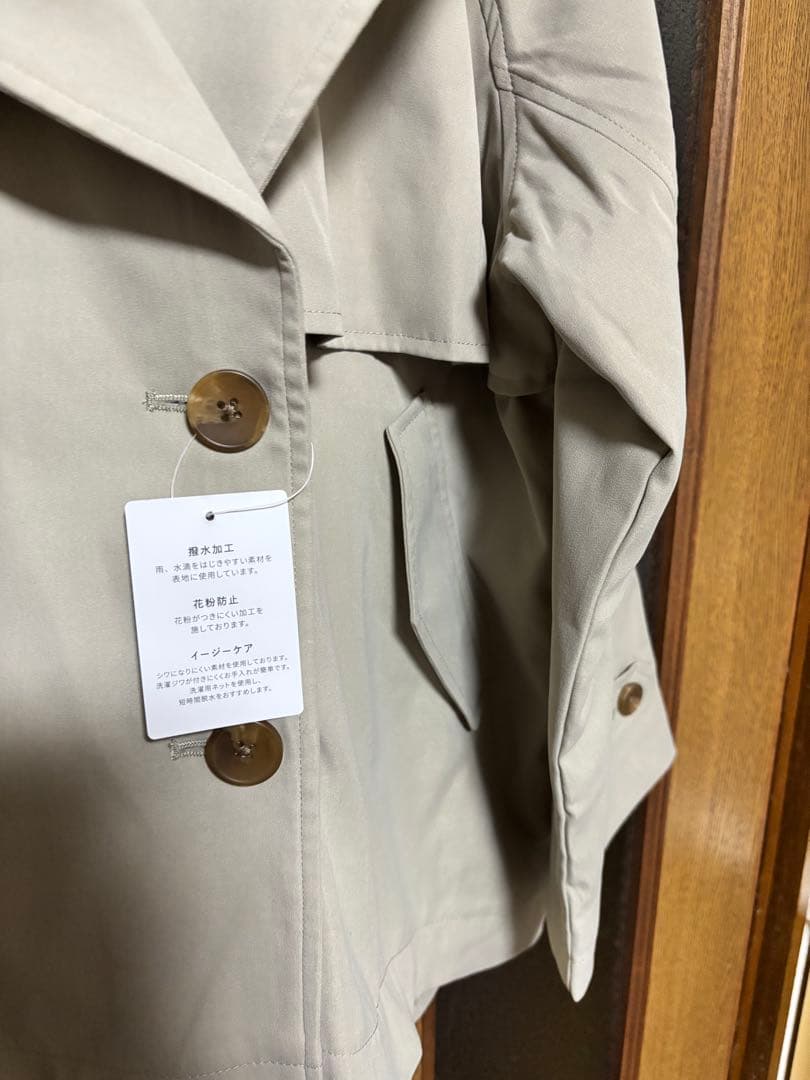 新品　アメリカンホリック ショートトレンチコート　春コート　ライトカーキ　M