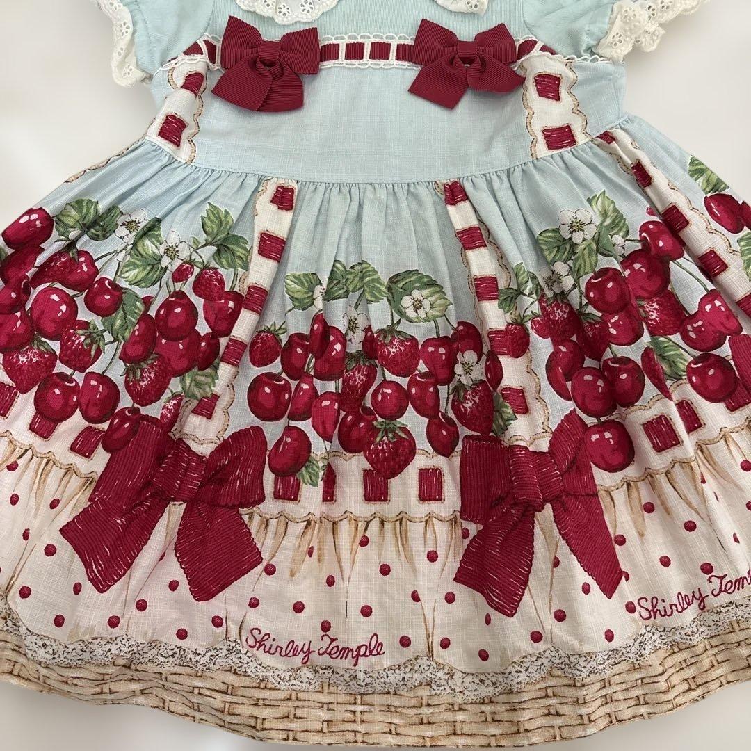 シャーリーテンプル❤︎チェリーバスケット❤︎水色ワンピース❤︎さくらんぼ❤︎80センチ