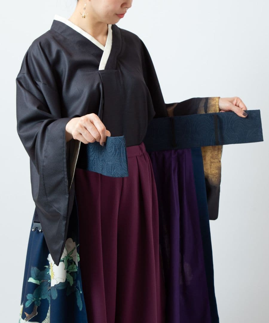 あ*）様 2026春夏新作　カヤ　花鳥 重ね着用スカート　袴　帯ベルト　豪華　ふ