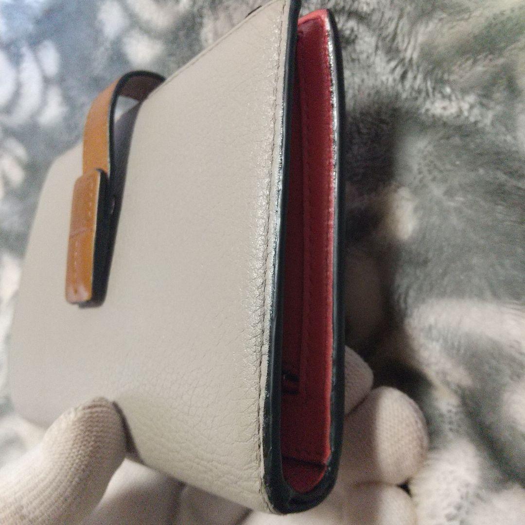 ロエベLOEWEバーティカルウォレットミディアムグレージュ レザー 二つ折り財布