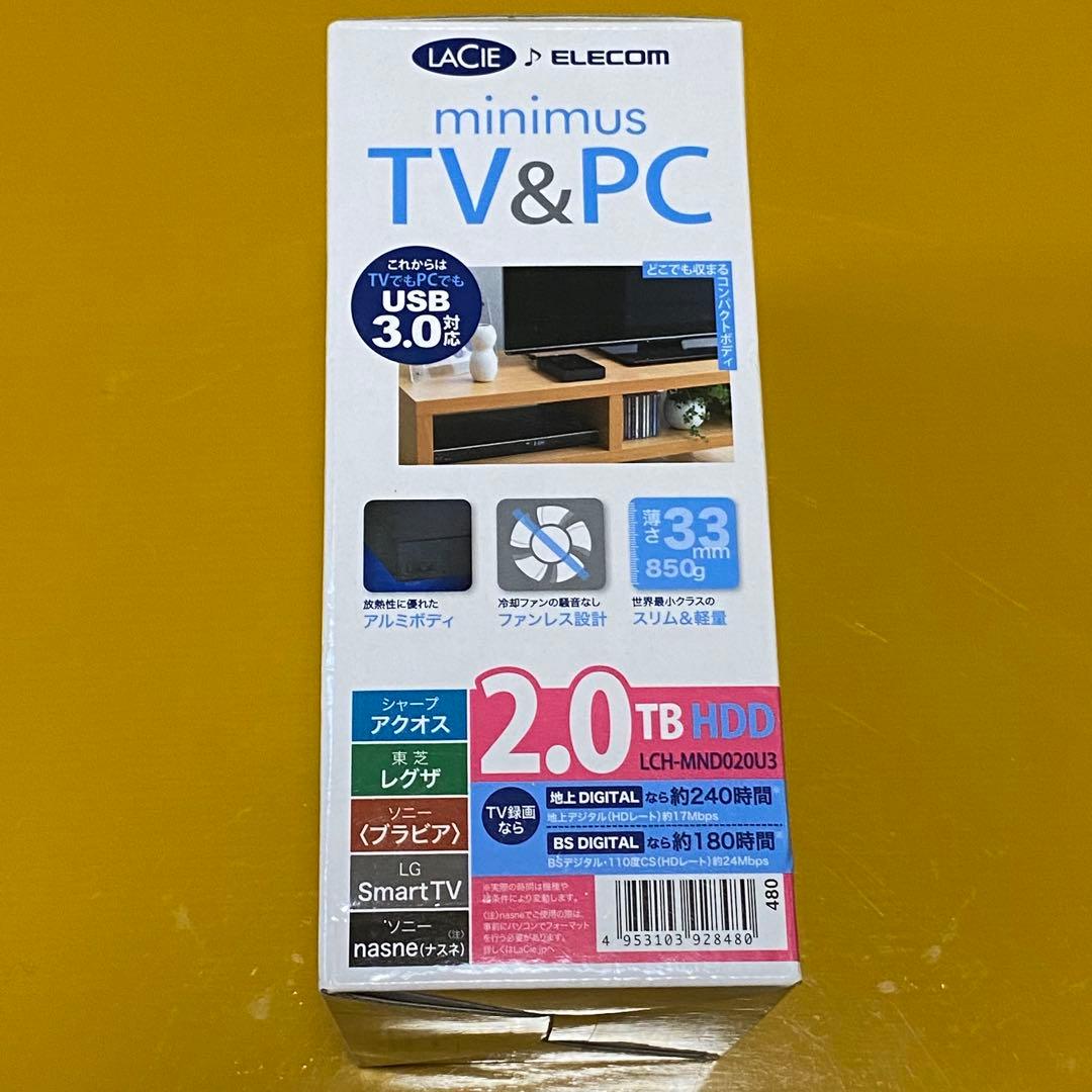 ELECOM LACIE minimum TV&PC 2.0TB 外付けHDD