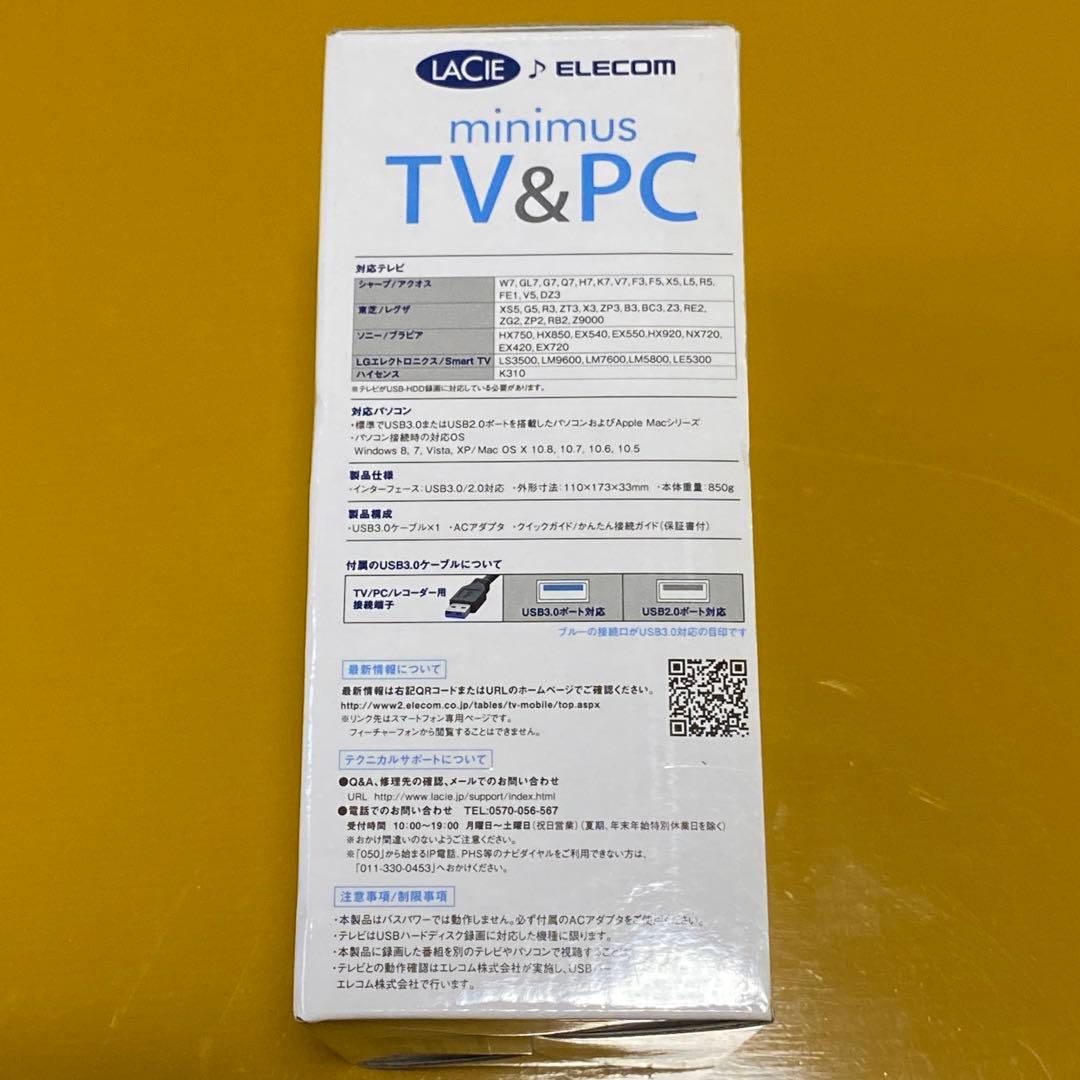 ELECOM LACIE minimum TV&PC 2.0TB 外付けHDD