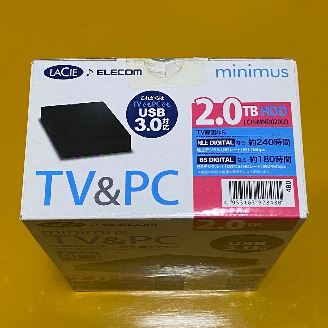 ELECOM LACIE minimum TV&PC 2.0TB 外付けHDD
