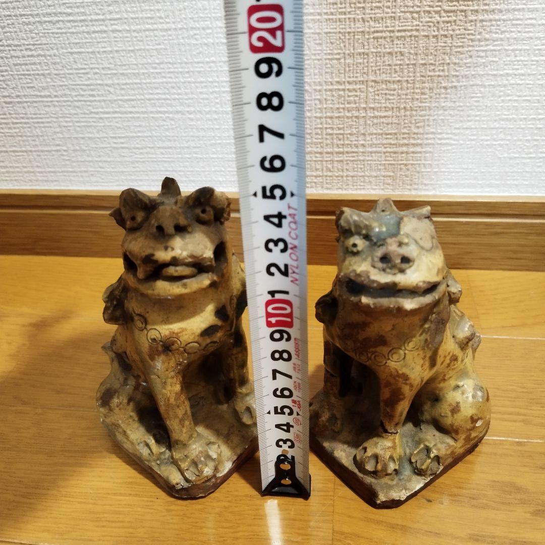 瀬戸のこま犬　陶器製　狛犬　一対　江戸期　加藤春岱の作　傷ありますが珍品？！