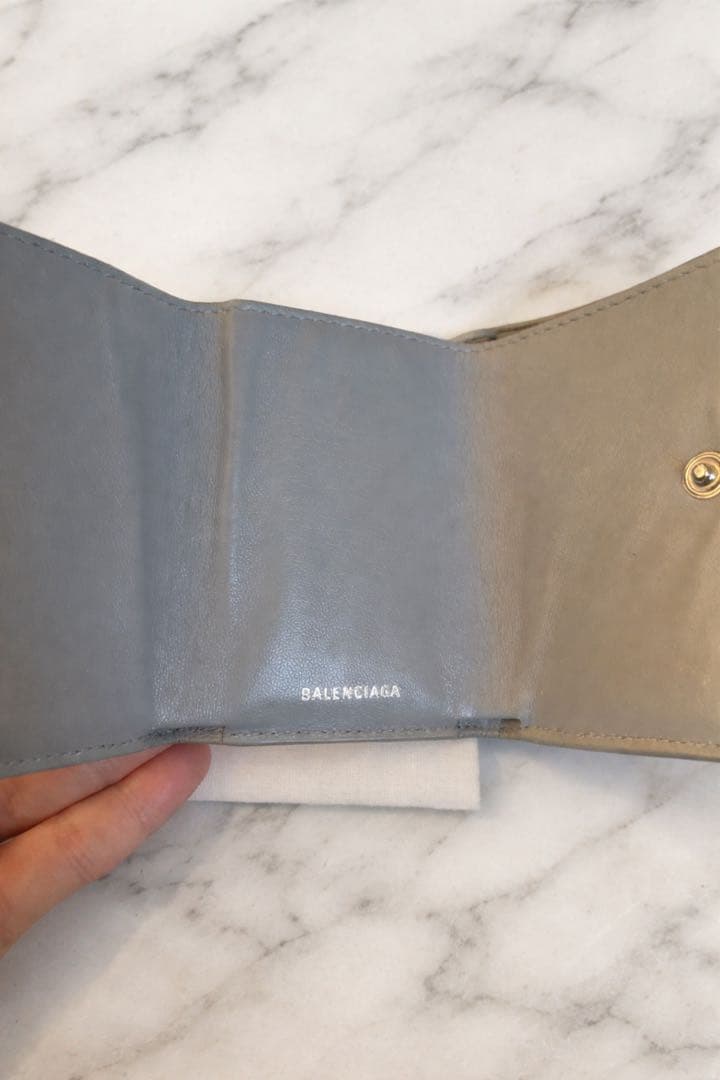 【付属品完備】BALENCIAGA 三つ折り財布 グレー ミニウォレット 正規品