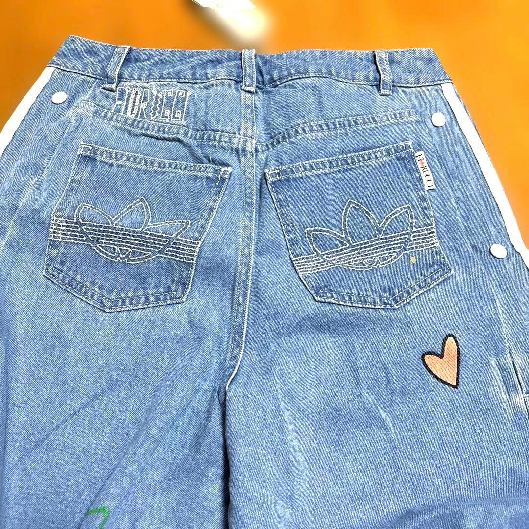 adidas Fiorucci ワイドレッグレアデニム新品L。
