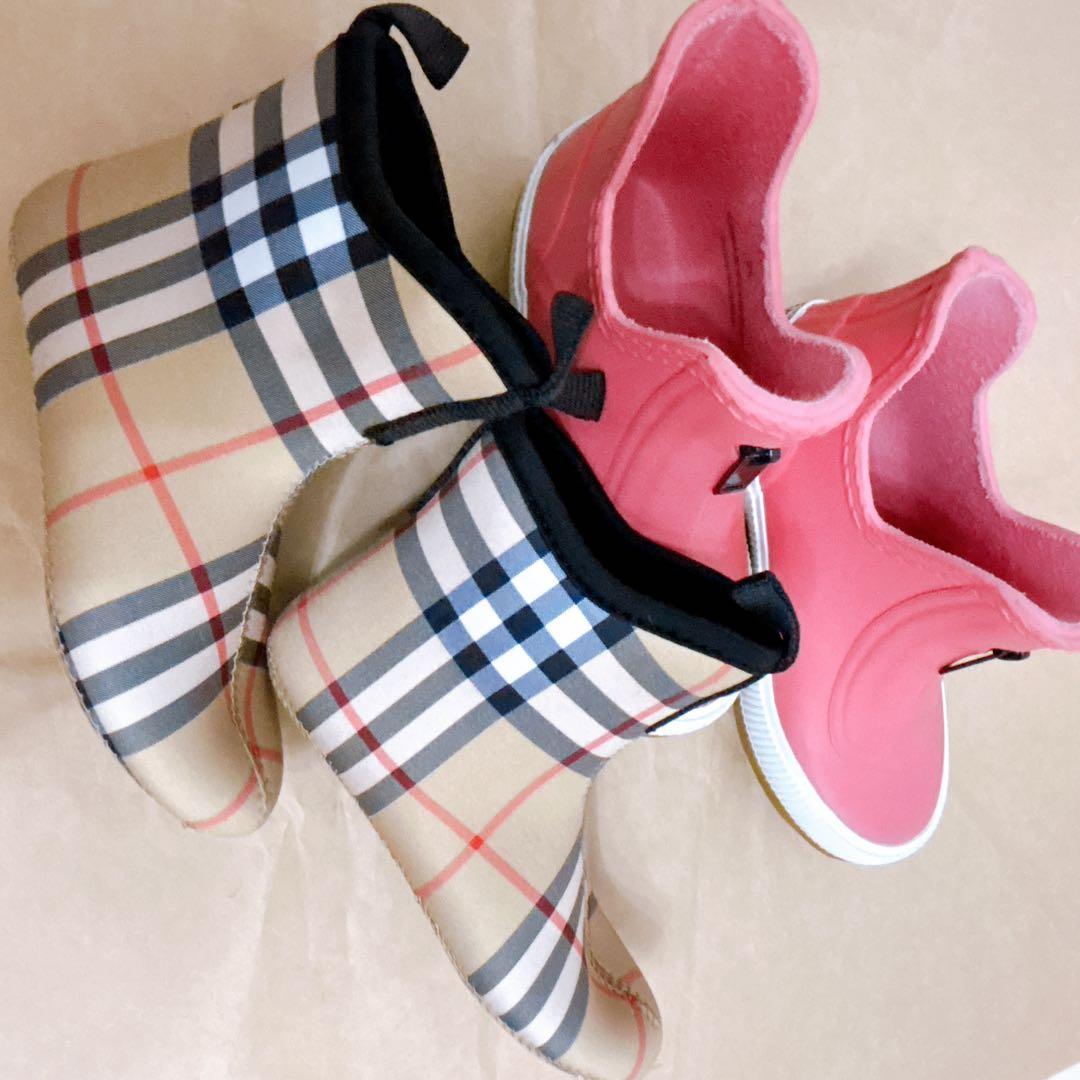 Burberryレインブーツ１６cm ピンク　ヴィンテージチェック長靴バーバリー