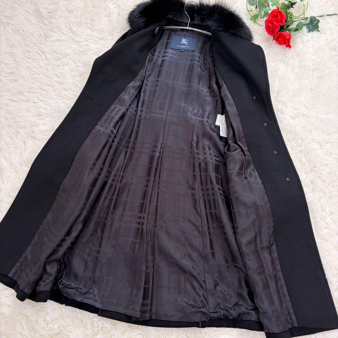 ✨️極美品 カシミヤ✨️バーバリーロンドン コート フォックスファー ベルト