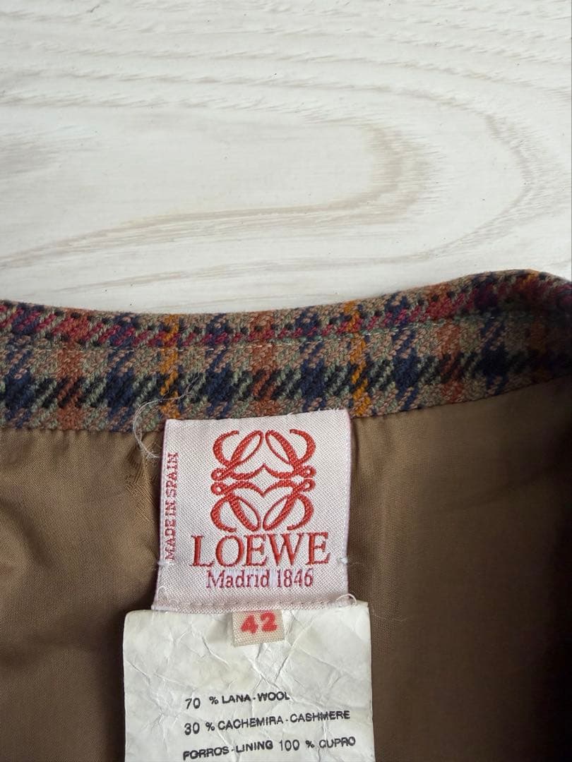 【激レア】LOEWE80’sカシミア混ウールテーラードジャケット アナグラムタグ