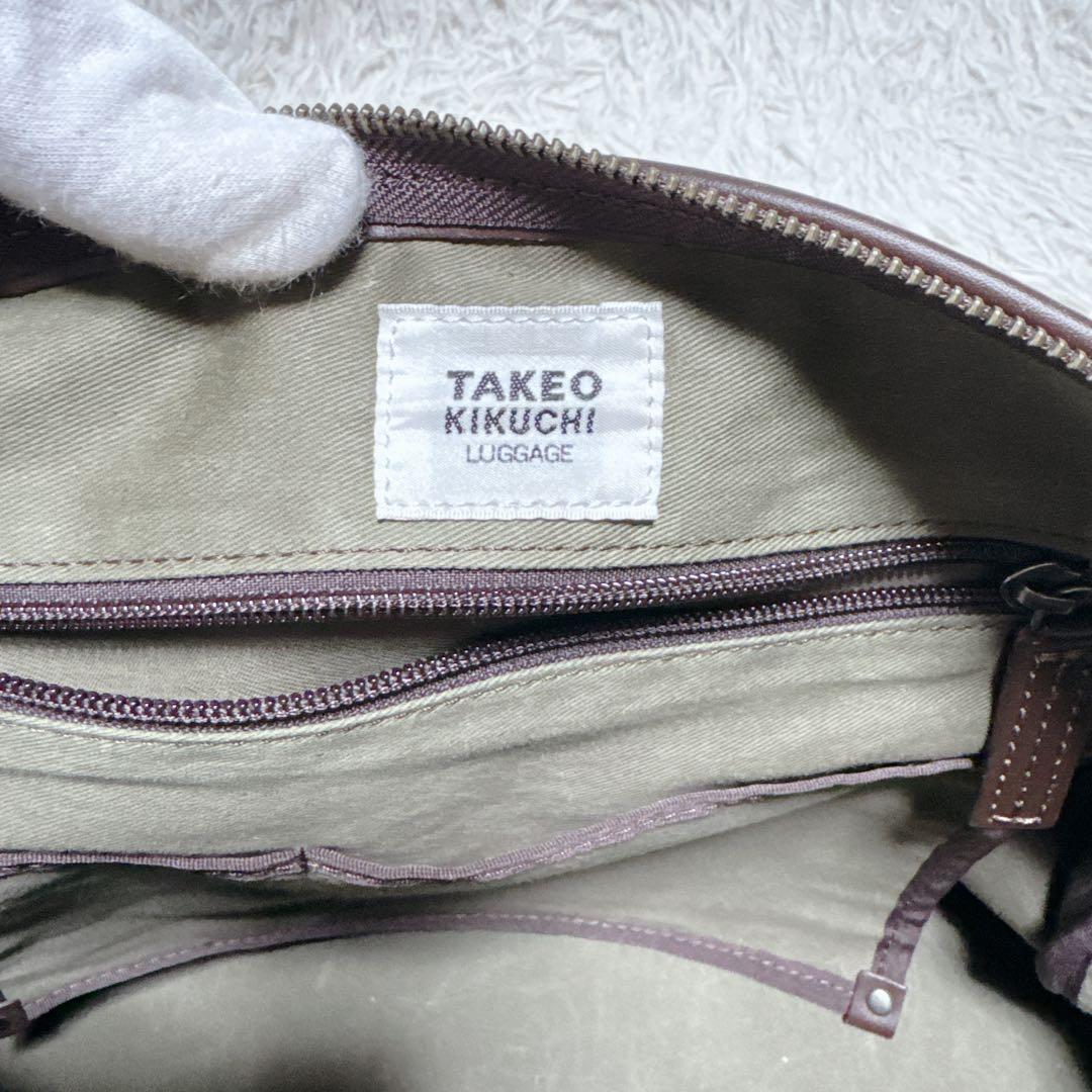 TAKEO KIKUCHI 2way ボストンバッグ ブラウン　オールレザー