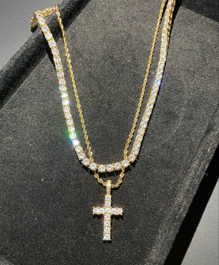 ✨テニスネックレス&クロスネックレス2本セット✨組み合わせ長さ黄金比hiphop