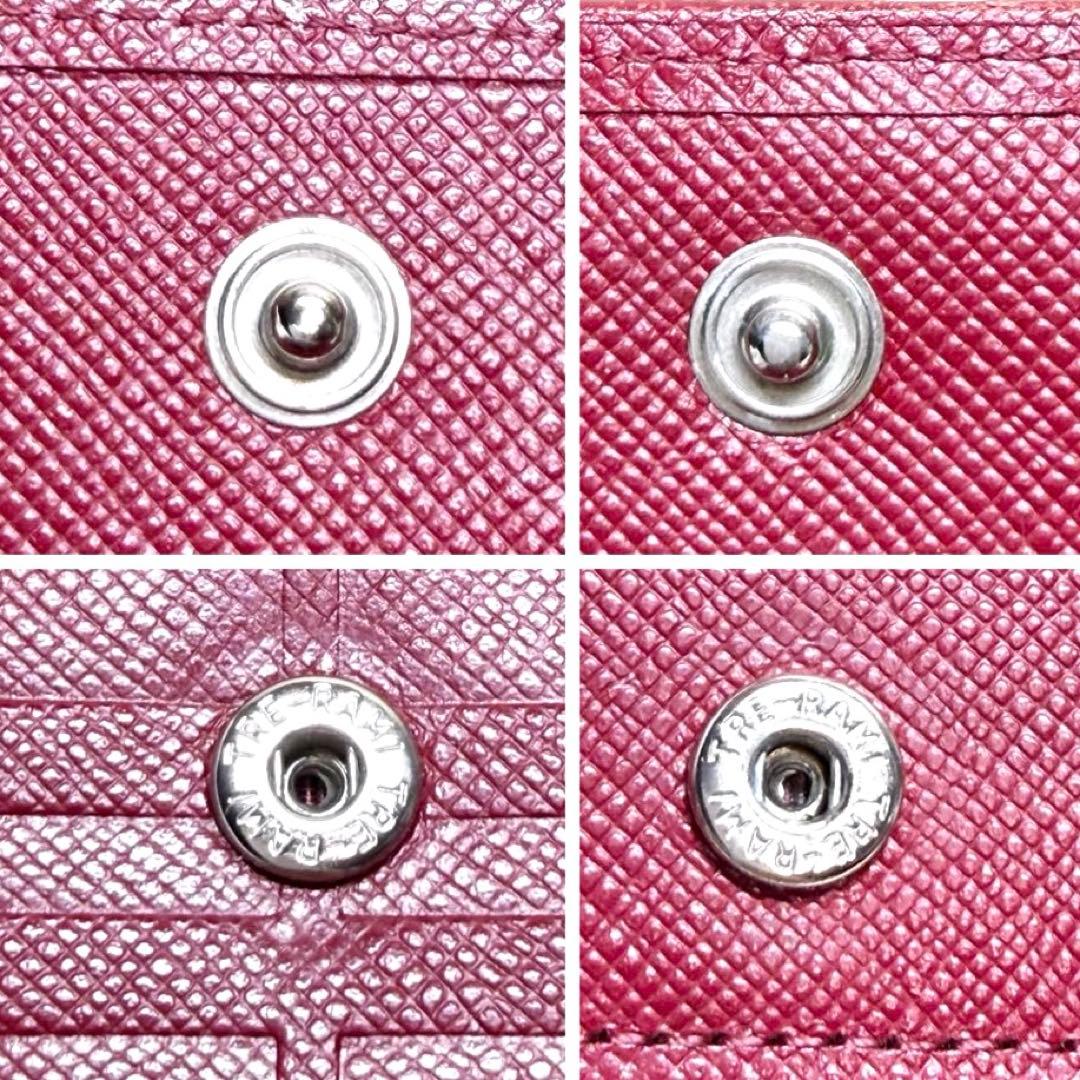 美品 BURBERRY バーバリー チェック 二つ折り財布 レザー 赤 レッド