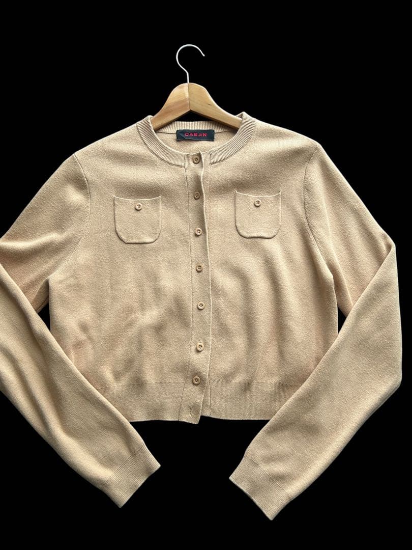CABaN コットンカシミヤカーディガン キャメル系 XS