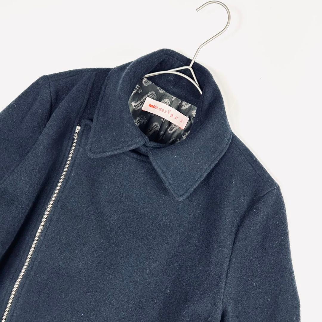 美品 ミントデザインズ ロングコート 変形 ウール ネイビー 紺 日本製 F