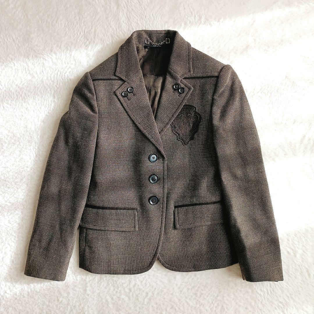 GUCCI　グッチ　チェック　エンブレムワッペン　テーラードジャケット