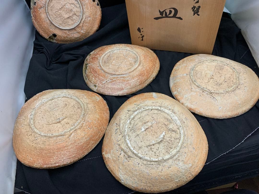伊賀焼　仁平作　金箔　皿　5枚　中皿　器　和食器　懐石料理　共箱