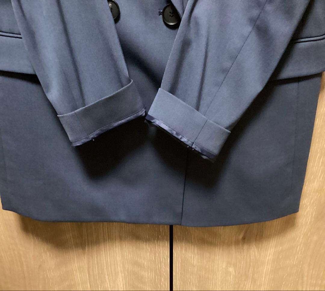 美品　ICB ウールストレッチツイル ダブル前ジャケット　ブルーグレー