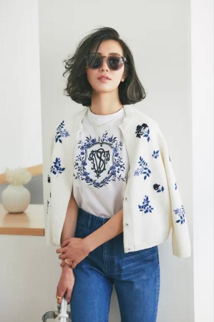 SEVEN TEN セブンテン フラワー手刺繍カーディガン