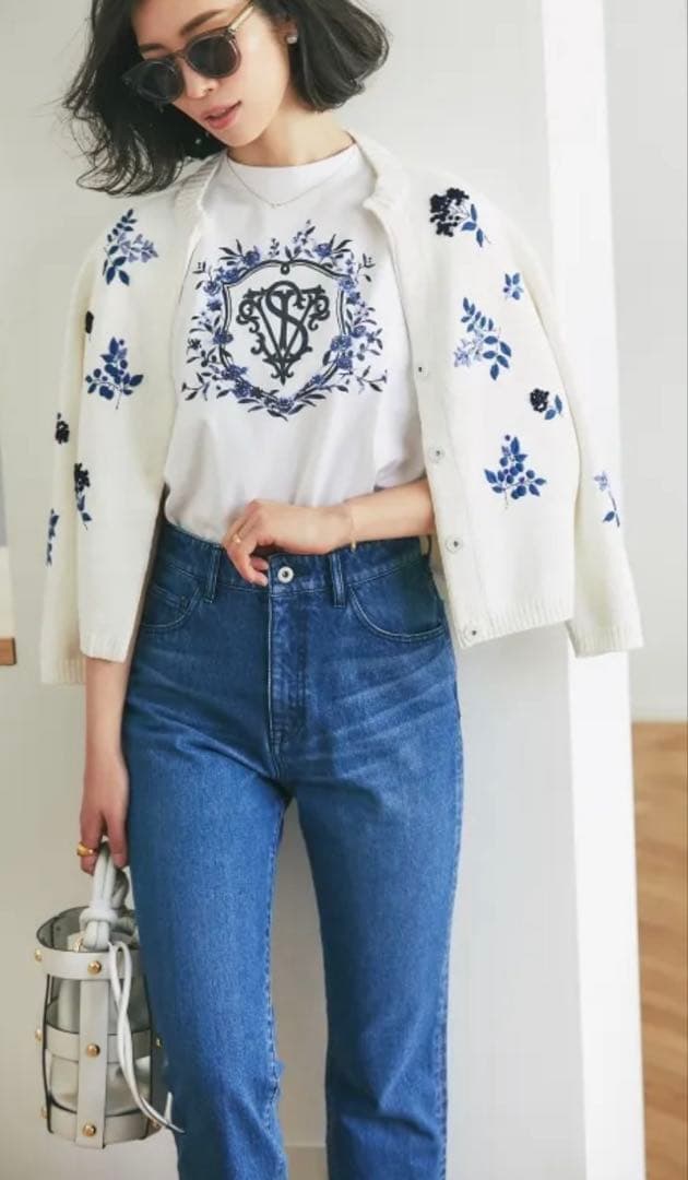 SEVEN TEN セブンテン フラワー手刺繍カーディガン