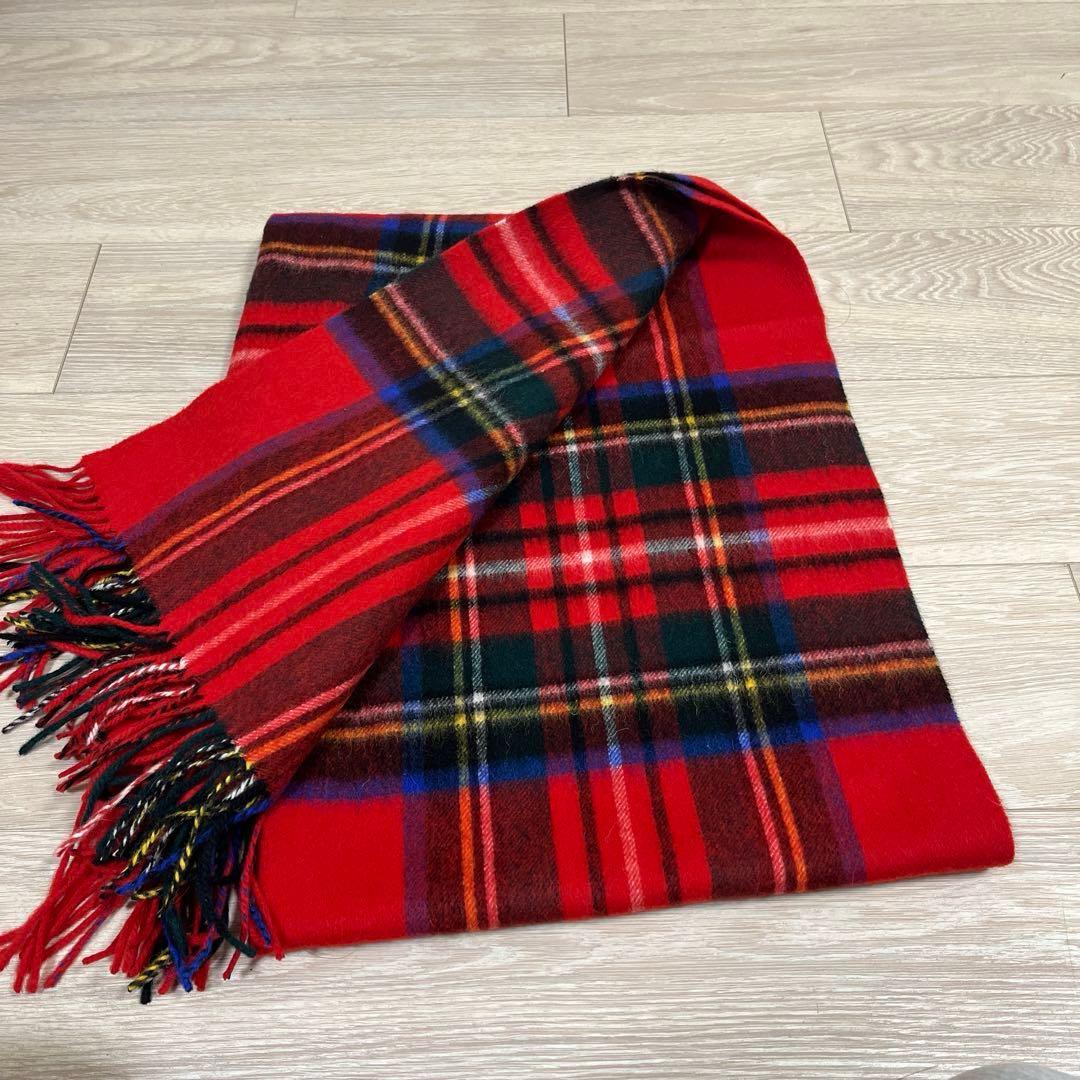 Glen Prince 【新品】赤 ウール　タータンチェック　大判ストール