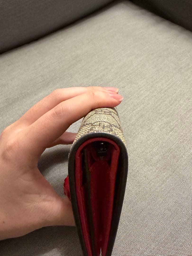 GUCCI キャンバス　チェリー装飾 二つ折り財布　レディース　さくらんぼ
