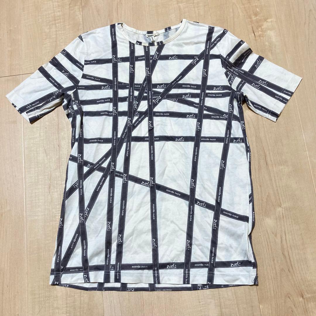 HERMES エルメス マルジェラ期 ボルデュックリボン柄 Tシャツ SM