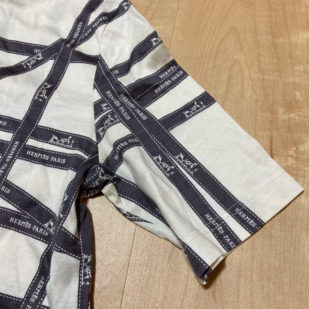 HERMES エルメス マルジェラ期 ボルデュックリボン柄 Tシャツ SM