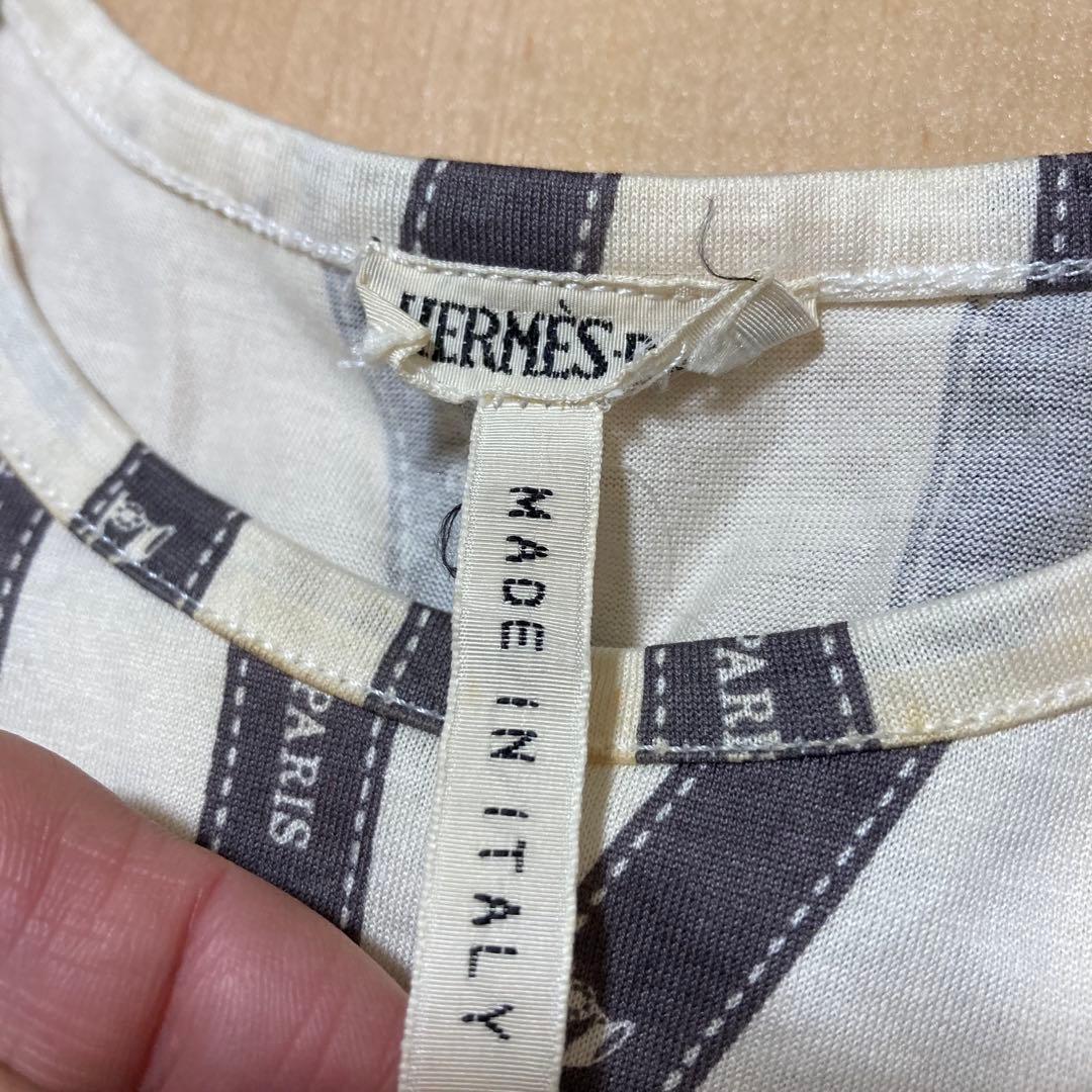 HERMES エルメス マルジェラ期 ボルデュックリボン柄 Tシャツ SM