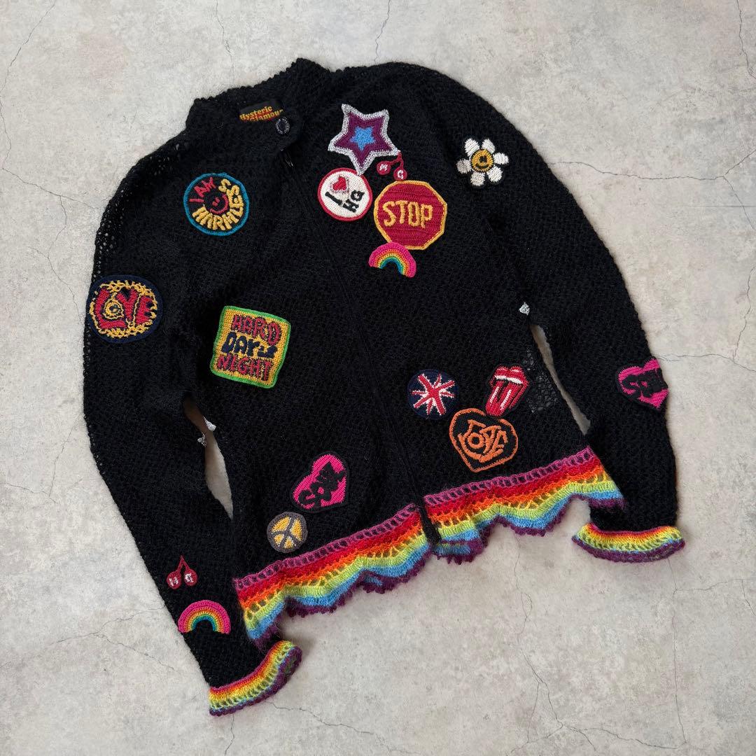 HYSTERIC GLAMOUR ジップ カーディガン ワッペン 黒