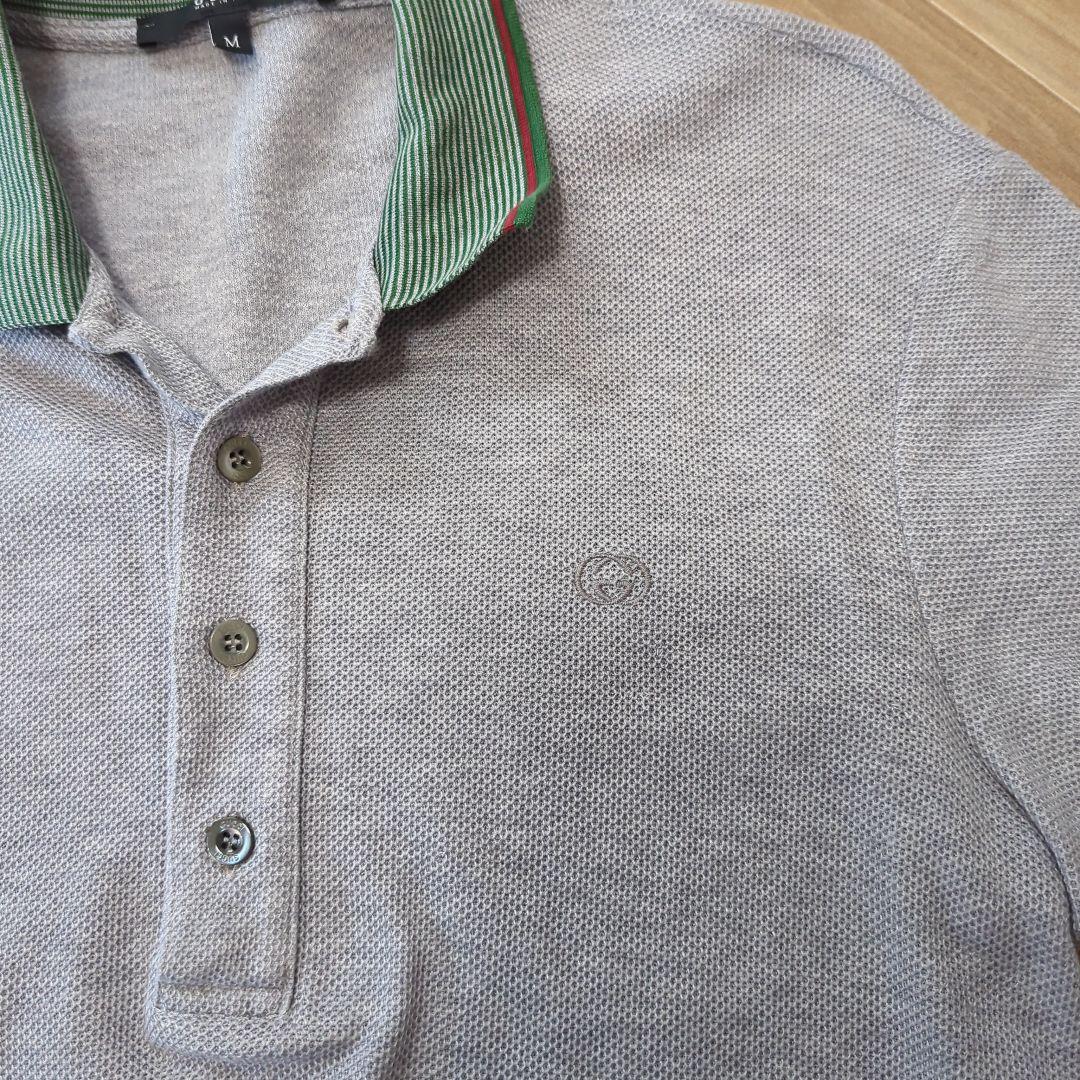 GUCCI グレー ストライプカラー ポロシャツ M