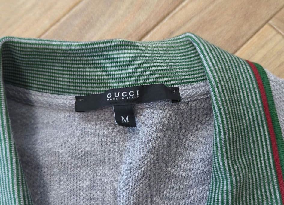 GUCCI グレー ストライプカラー ポロシャツ M