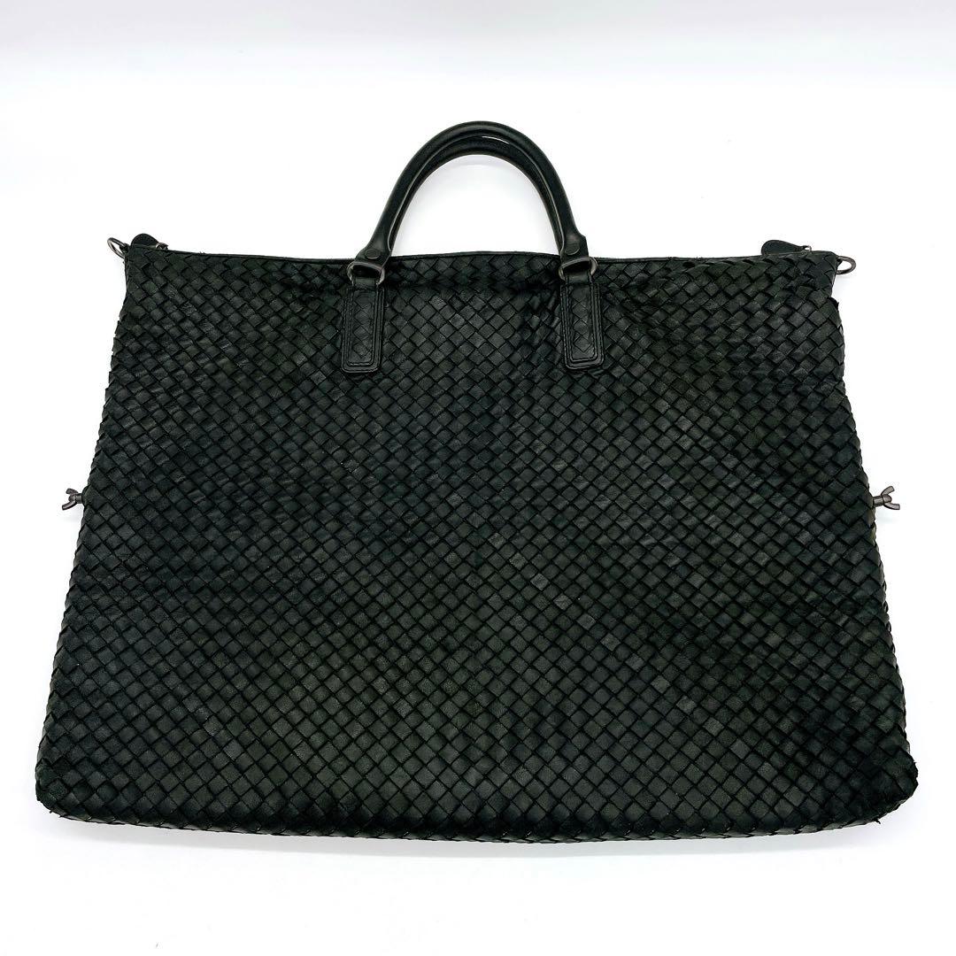 【BOTTEGA VENETA】ボストンバッグ　イントレチャート　レザー　黒色