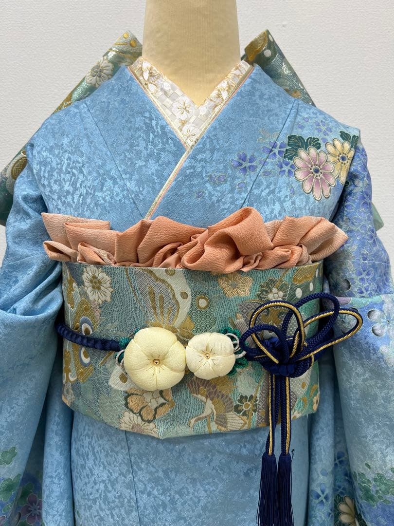 振り袖　フルセット　別誂長襦袢　成人式　金彩加工　刺繍入り　金通し　875