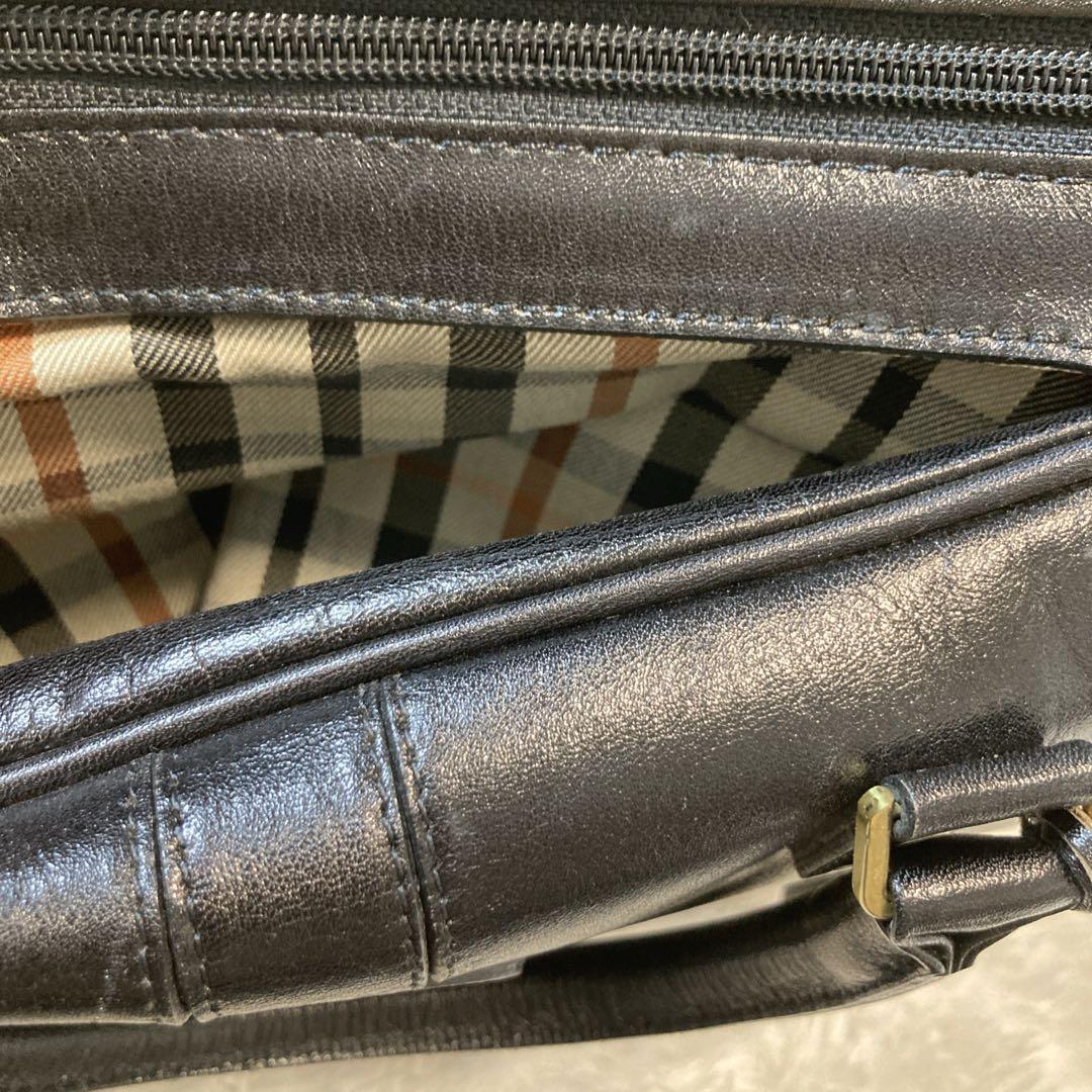 DAKS ダックス ミニ ボストン　ハンドバッグ　レザー 黒