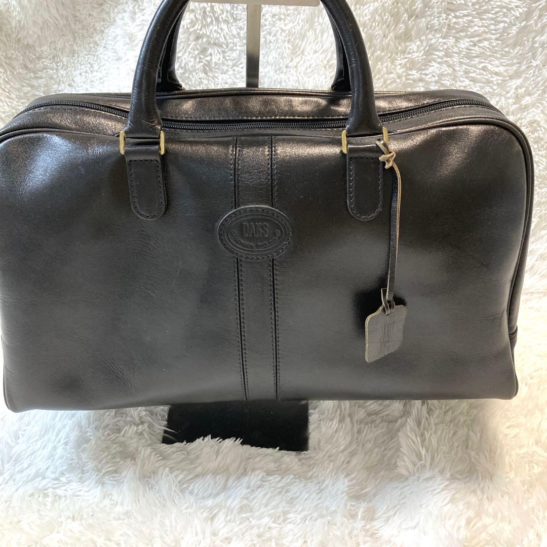 DAKS ダックス ミニ ボストン　ハンドバッグ　レザー 黒