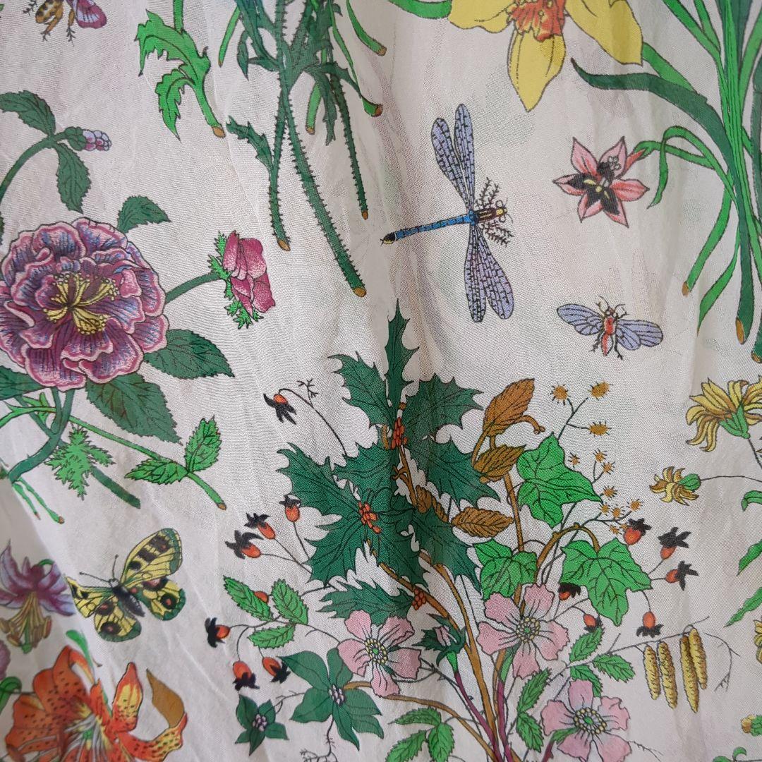 は*ん様 オールドグッチ　old GUCCI　フローラ　花柄　シルク　ストール