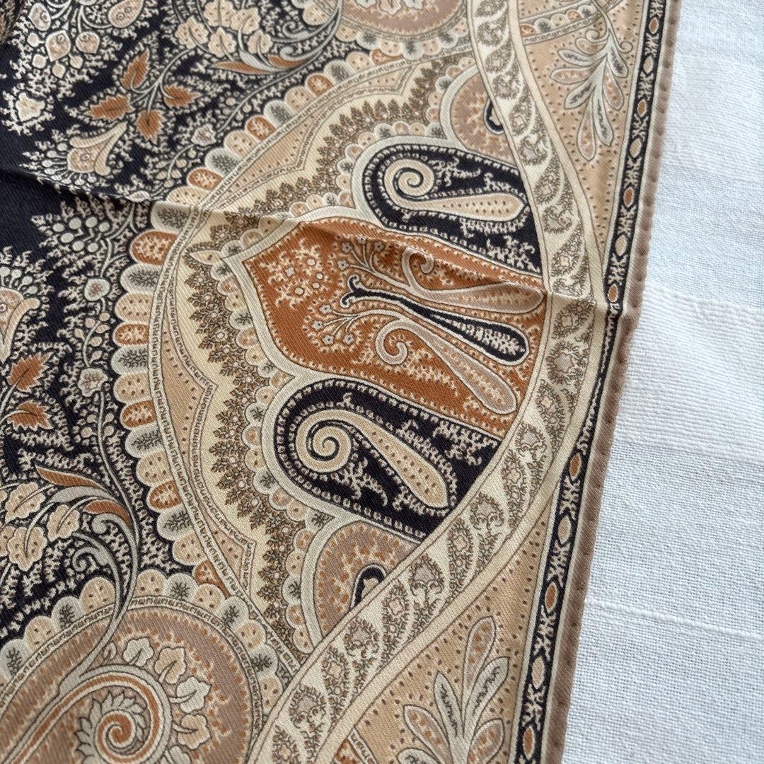 イタリア製　ETRO ウール&シルク　ストール　ペイズリー　エトロ　絹　WOOL