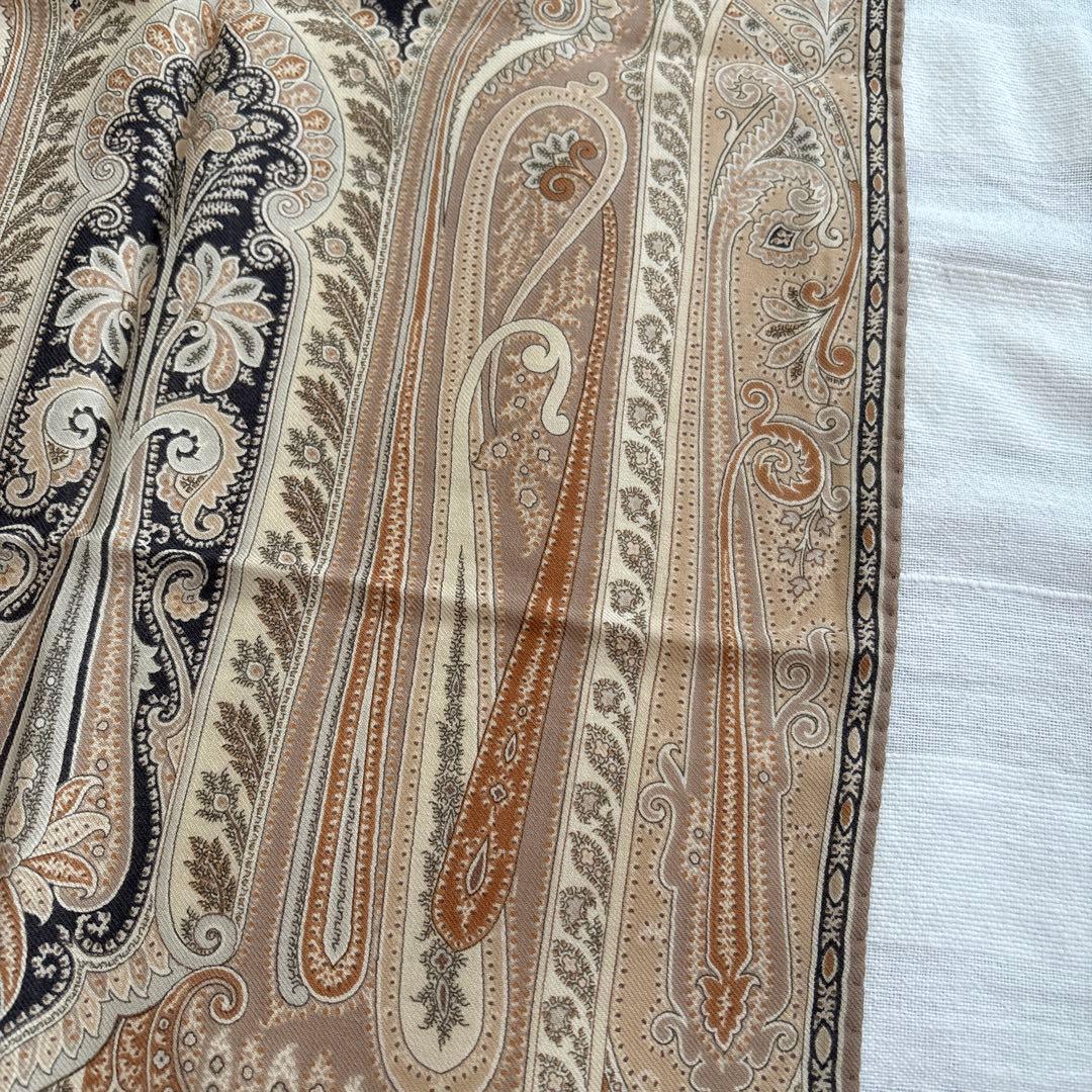 イタリア製　ETRO ウール&シルク　ストール　ペイズリー　エトロ　絹　WOOL