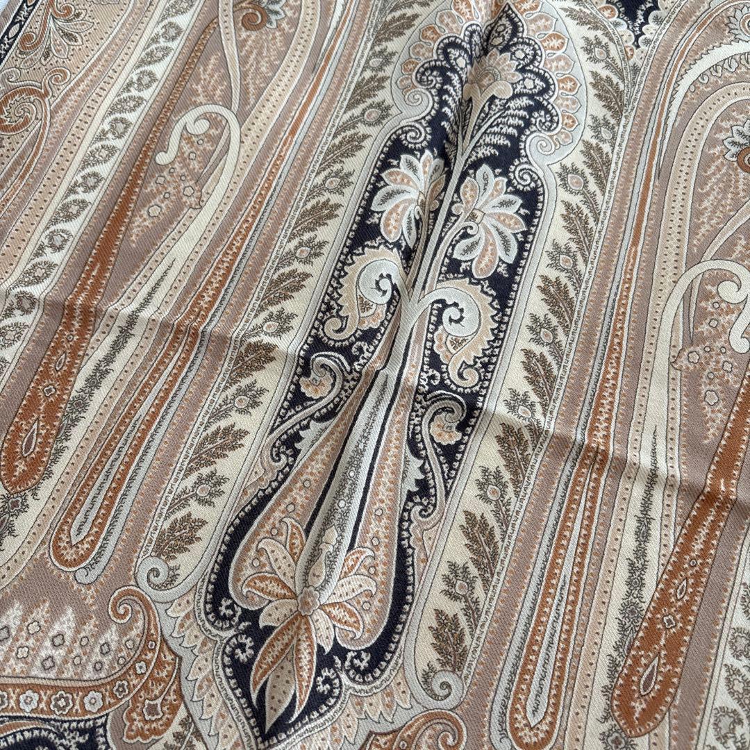 イタリア製　ETRO ウール&シルク　ストール　ペイズリー　エトロ　絹　WOOL
