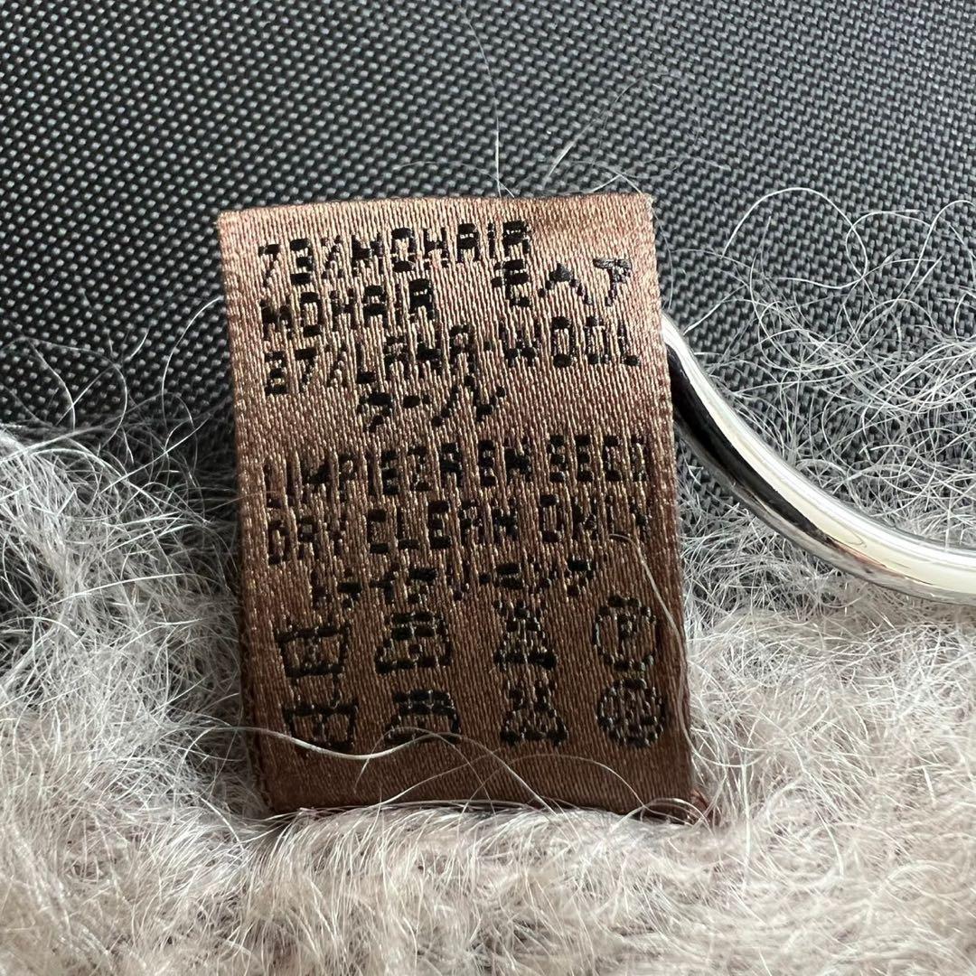 人気カラー✨️LOEWE モヘアウール アナグラム刺繍 マフラー フリンジ