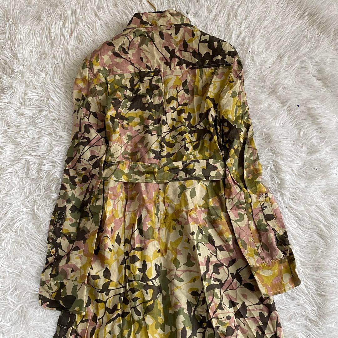 MaxMara WEEKEND リネン混 リーフカモフラ柄 シャツワンピース