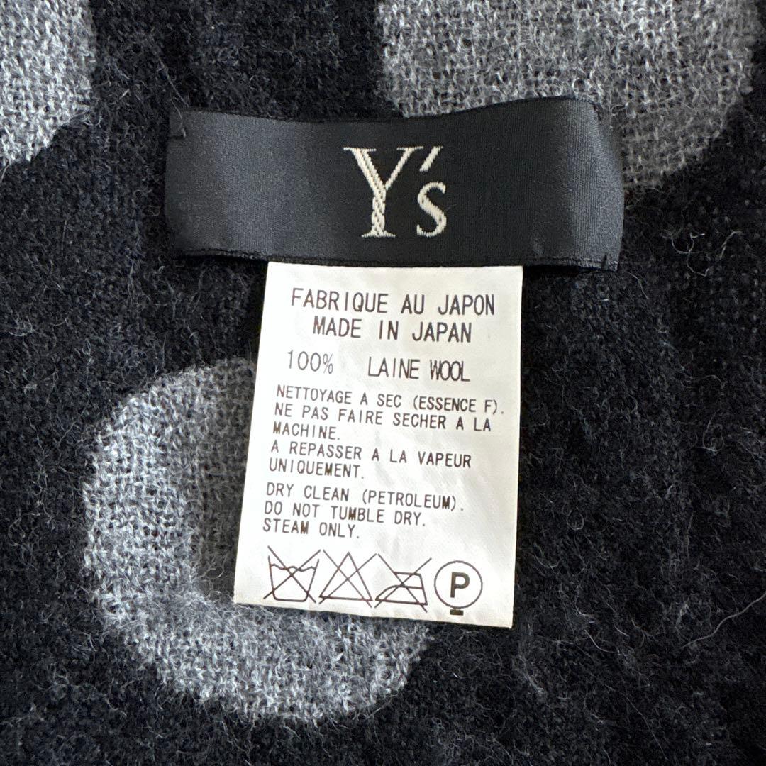 Y's ワイズ　ドット柄マフラー グレー/ブラック　yohji yamamoto