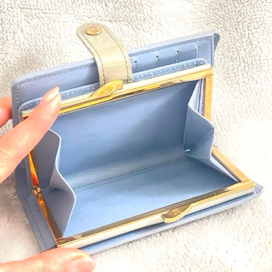 LOUIS VUITTON ラドロー モノグラムヴェルニ　ミニ財布　水色
