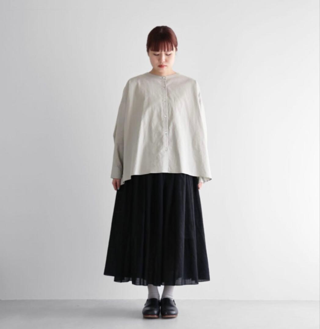 美品☆HUISハウス　ウォッシャブルウールスカート　遠州織物　ブラック