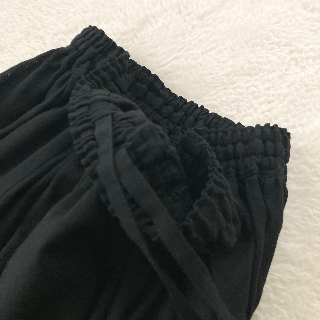 美品☆HUISハウス　ウォッシャブルウールスカート　遠州織物　ブラック