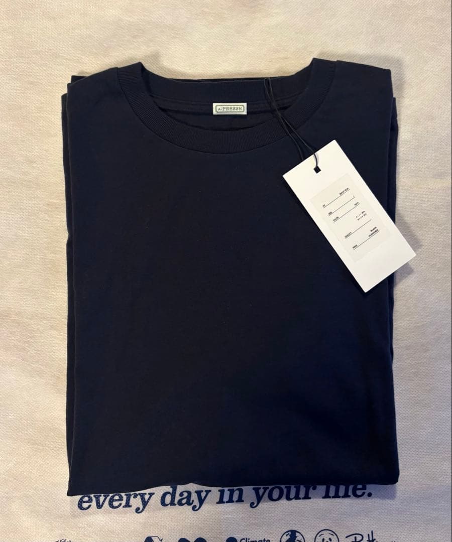 A.PRESSE アプレッセ　ネイビー コットンカシミアTシャツ